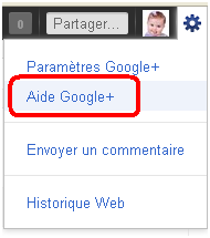 Bouton pour l'aide de google plus