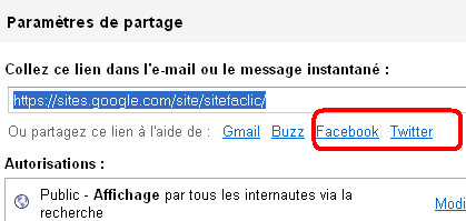 Comment partager mon site google sites sur facebook et twiter