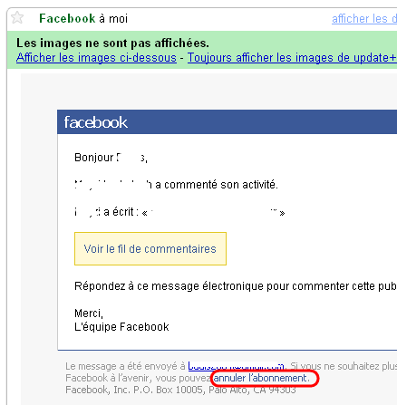 Ne pas recevoir de mail notification Facebook