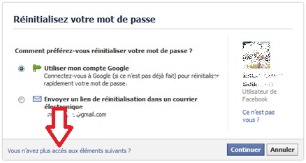 Moyen de récupiration d'un compte Facebook