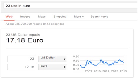 Question Conversion monnaies sur Google