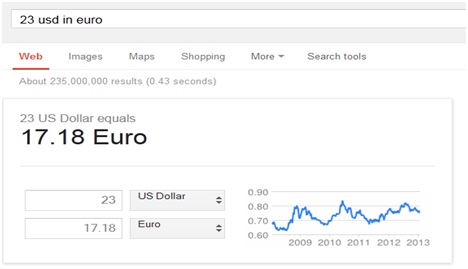 Question Conversion monnaies sur Google