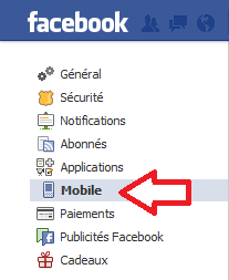 Menu Mobile de Facebook