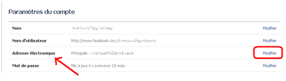 Faire de modiffication sur l'adresse email facebook