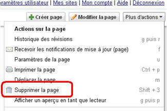 Supprimer une page de site google sites