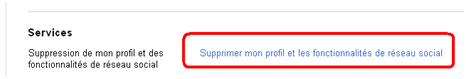 Lien pour supprimer le profil d'un compte google plus