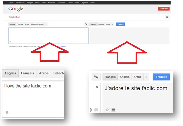 Interface Google Traduction