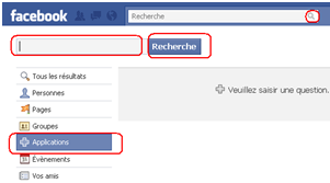 Formulaire pour chercher une application facebook