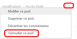 Bouton pour verrouiller un post de google plus