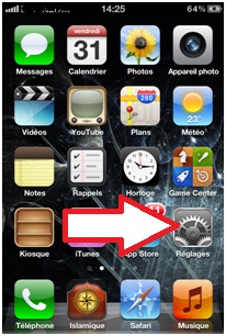Bouton réglage iPhone