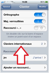 Bouton Claviers internationaux iPhone