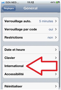 Bouton International d'iphone