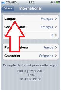 Bouton Langue d'iphone