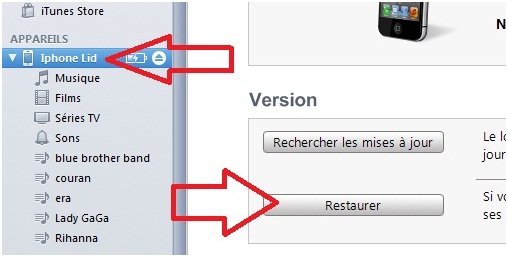 Restaurer iPhone avec iTunes