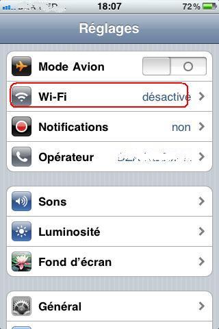 Connecter et déconnecter l’iphone avec wifi