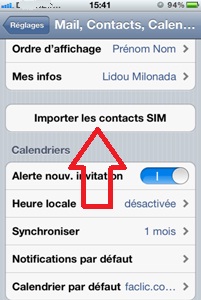 Importer les contacts SIM iPone