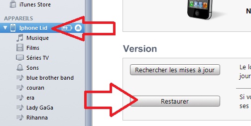 Restauration iOS iphone