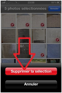 Confirmer la suppression d'images d'iPhone