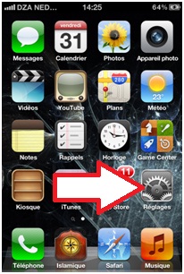 Bouton Réglage d'iphone