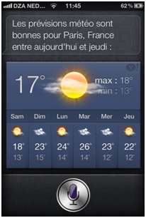 Paramètres Siri d'iphone