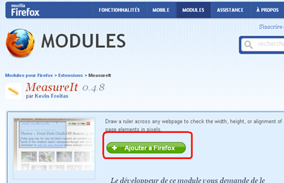 Page du module Measureit