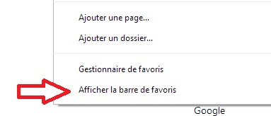 Bouton pour afficher la barre de favoris - Google Chrome