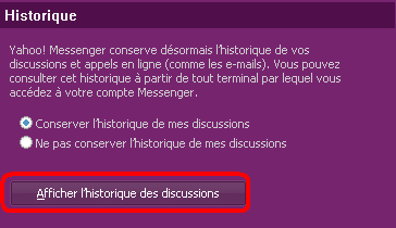 Afficher l’historique des discutions Yahoo Messenger