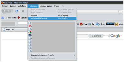 Afficher l'historique de firefox