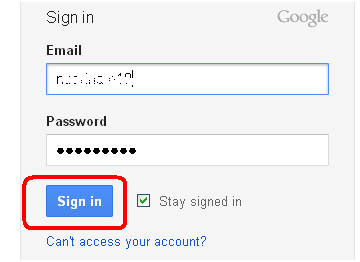 Formulaire de connexion Gmail pour s'inscrire aux albums web de Picasa
