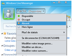 Laisser un message automatique (auto message) sur msn