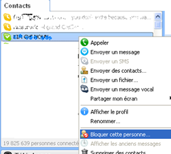 supprimer ou bloquer une personne sur Skype