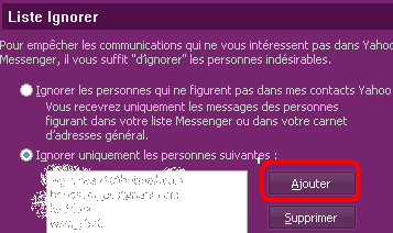 Comment bloquer un contact sur Yahoo Messenger ?