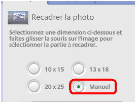 Bouton recadrer l'encadrement d'image avec Picasa