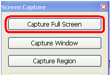 Bouton Capture Fulle Screen pour capturer tout l'écran avec Photoscap