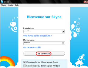 Changer le mot de passe skype