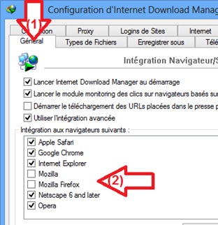 Options de téléchargement IDM