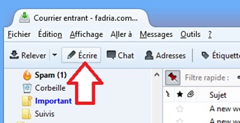 Bouton pour créer un email sur Thunderbird