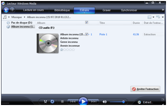 copier un CD audio sur disque dur avec windows média player