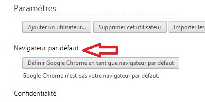 Rendre Chrome le navigateur par défaut