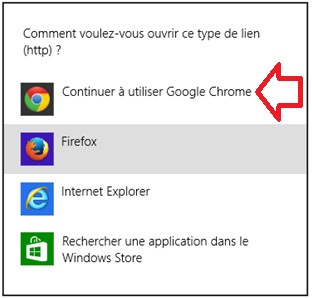 Rendre Chrome le navigateur par défaut