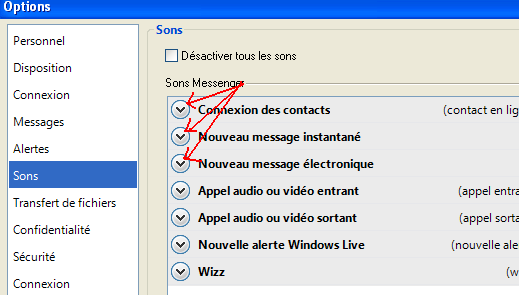Comment désactiver le son d’msn