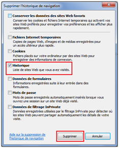 Supprimer l’historique d’Internet Explorer 8