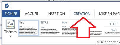 Menu création Word