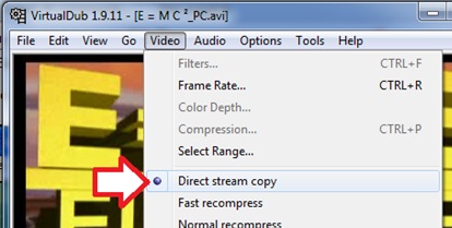 Bouton Direct Stream copy VirtualDub