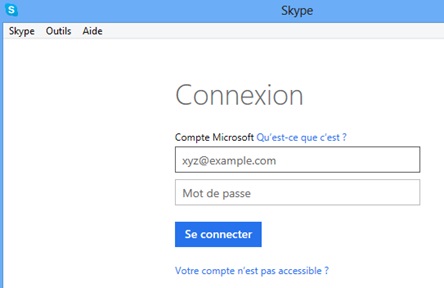 Notifier vos identifiants Microsoft sur Skype