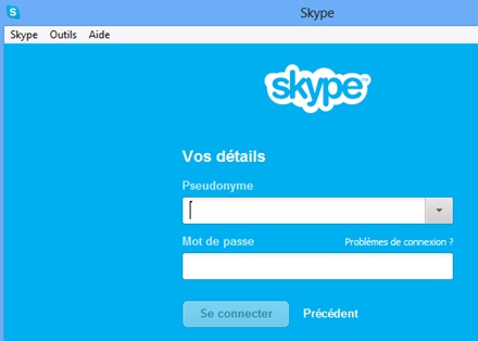 Choisir le compte Skype