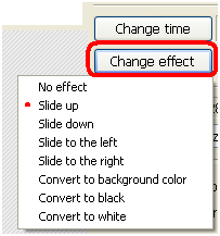 Bouton Change effect d'animation Photoscap