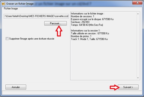 Choisir le fichier image à graver - CloneCD