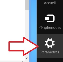 Bouton Paramètres Windows 8