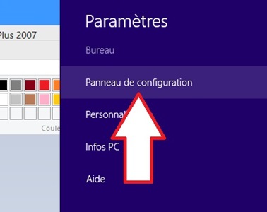 Bouton Paneau de configuration Windows 8